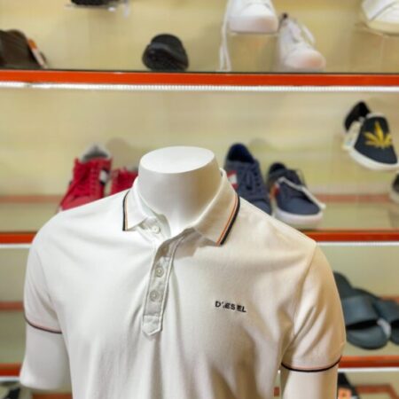 Áo PoLo Trắng Cổ Viền Xanh Cam Đen Diesel Áo PoLo Trắng Cổ Viền Xanh Cam Đen Diesel
