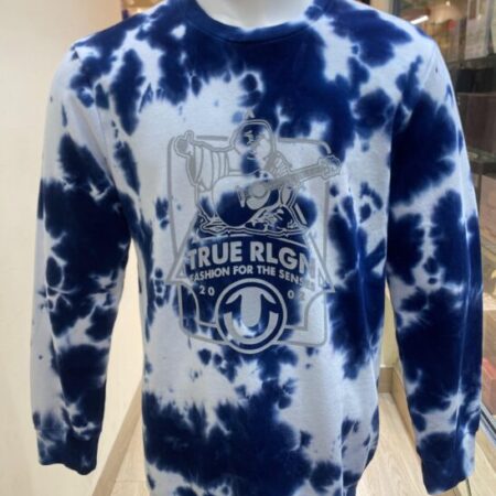 Áo thun tay dài True Religion Xanh loan trắng