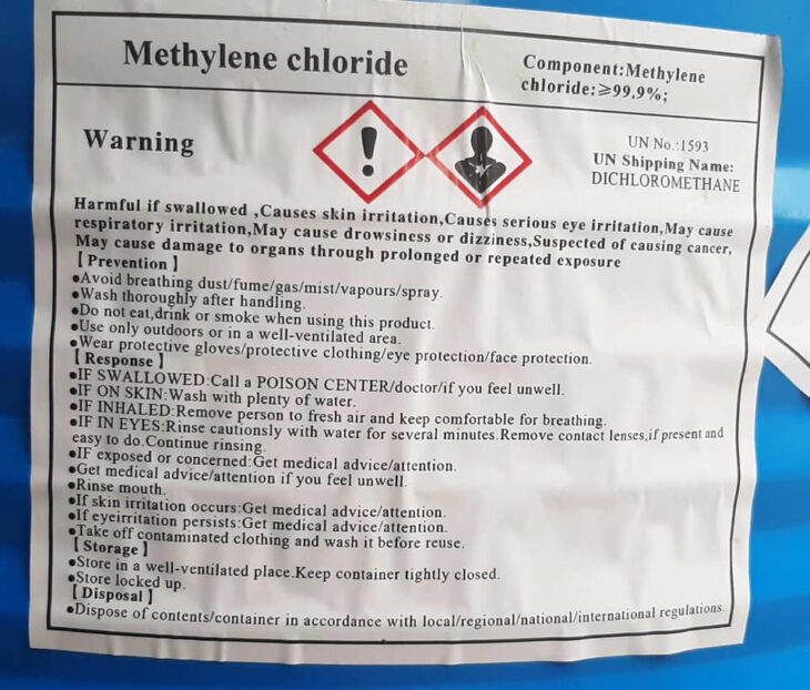 Hóa chất MC, METHYLENE CHLORIDE , CH2Cl2, Dichloromethane, methylene clorua, Số CAS: 75-09-2