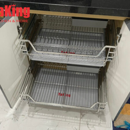 Kệ xoong nồi nan dẹt SUS 304 cao cấp TaKing, thiết kế hiện đại, nan dẹt xước mờ