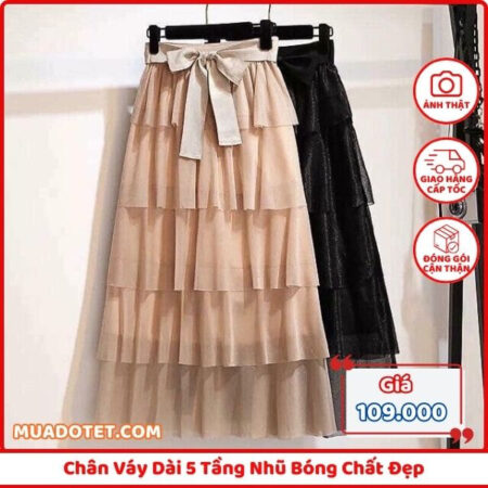 Chân Váy Dài 5 Tầng Nhũ Bóng Chất Đẹp Chân Váy Dài 5 Tầng Nhũ Bóng Chất Đẹp
