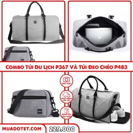Combo Túi Du Lịch P367 Và Túi Đeo Chéo P483 Màu Xám – PADO Combo Túi Du Lịch P367 Và Túi Đeo Chéo P483 Màu Xám – PADO
