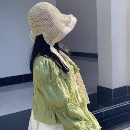 Nón cói buộc dây viền ren đi biển, che nắng … có sẵn