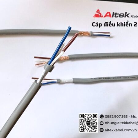 Cáp điều khiển 2 lõi vỏ xám, cáp đồng mềm Altek Kabel