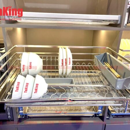 Kệ bát đĩa nan dẹt SUS 304 cao cấp, hiện đại cánh kéo TaKing