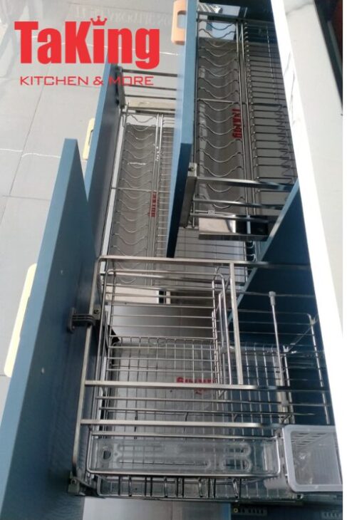 Kệ xoong nồi nan dẹt SUS 304 cánh kéo cao cấp, hiện đại, sang trọng TaKing