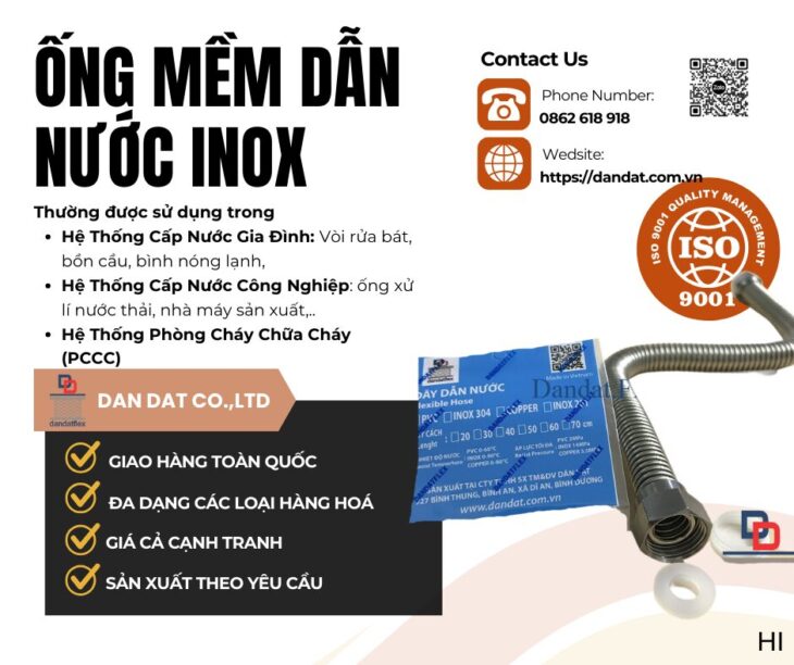 Ống Mềm Dẫn Nước Bình Nóng Lạnh Inox DanDat.Flex – Best Flexible Water Hose