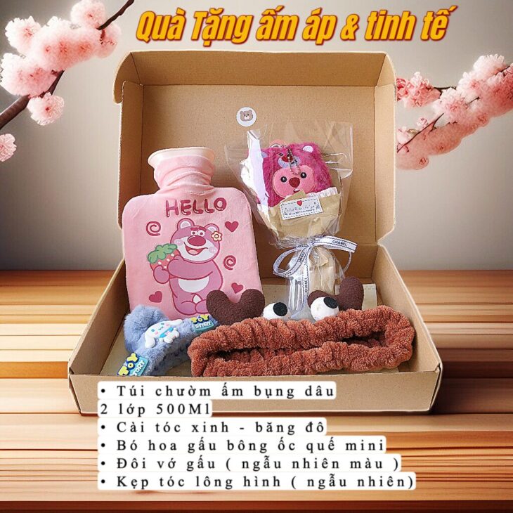 Quà tặng tinh tế chăm sóc bạn nữ ” ngày dâu rụng ” Túi chườm ấm mix phụ kiện cần thơ