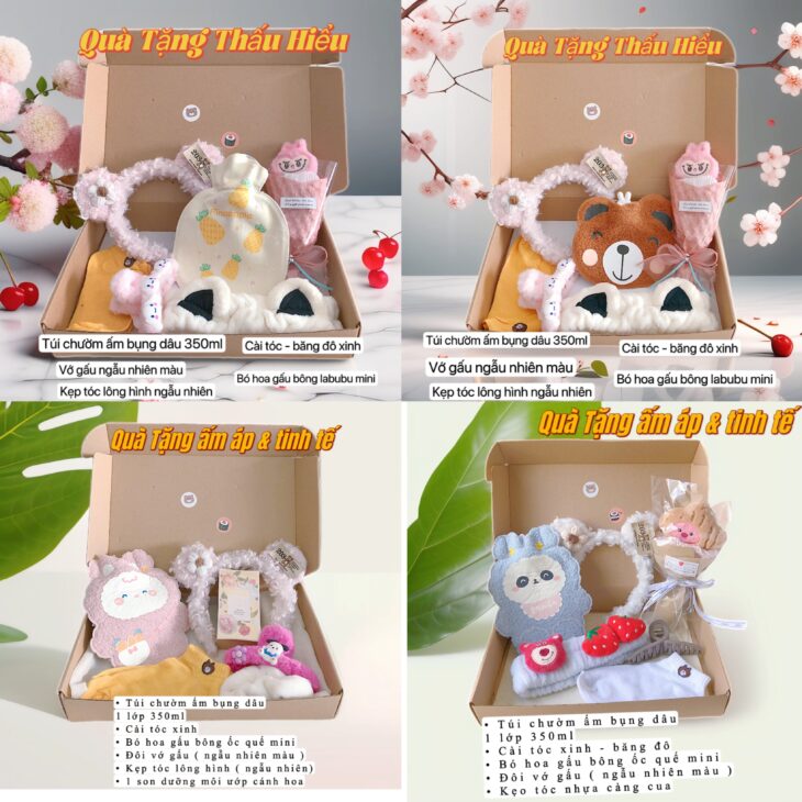 Quà tặng tinh tế chăm sóc bạn nữ ” ngày dâu rụng ” Túi chườm ấm mix phụ kiện cần thơ