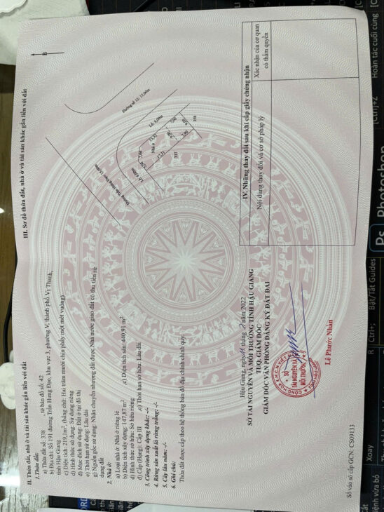 Cần bán gấp đất 2 mặt tiền 219m2 Giá 8 tỷ 760tr P5,VỊ Thanh,Hậu Giang