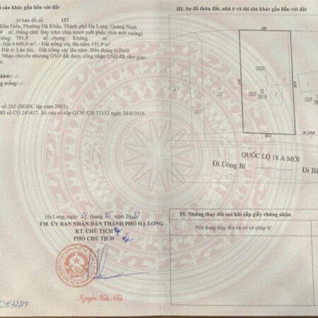 Bán lô đất mặt đường chính quốc lộc 18 đồn điền phường hà khẩu TP Hạ Long Quảng Ninh)