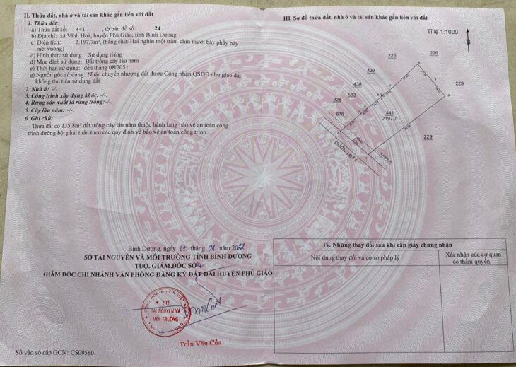 Bán đất 2197 mét mặt tiền đường Vĩnh Hòa 70, Phú Giáo, Bình Dương