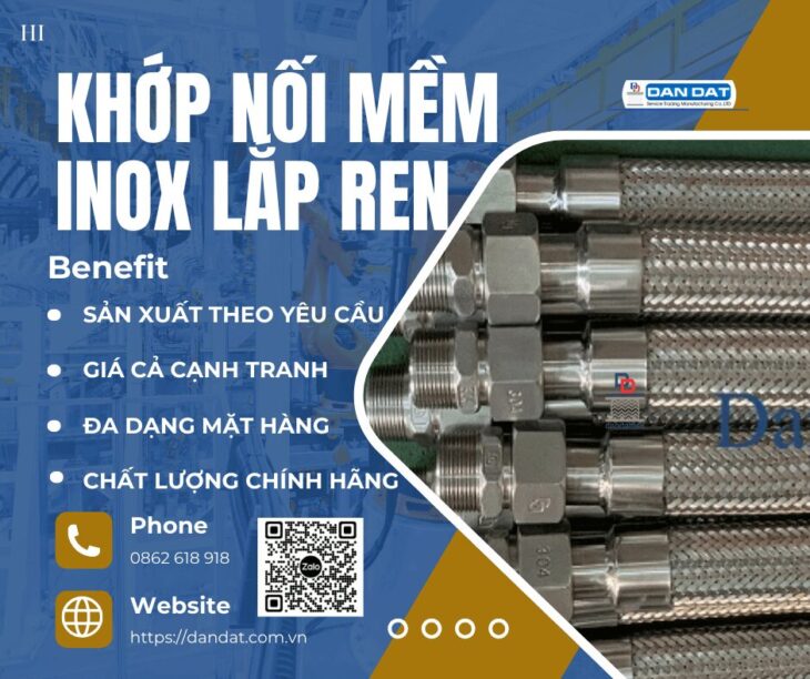 Khớp Nối Mềm Inox Lắp Ren| Khopnoimem, Khớp nối mềm inox lắp rắc co