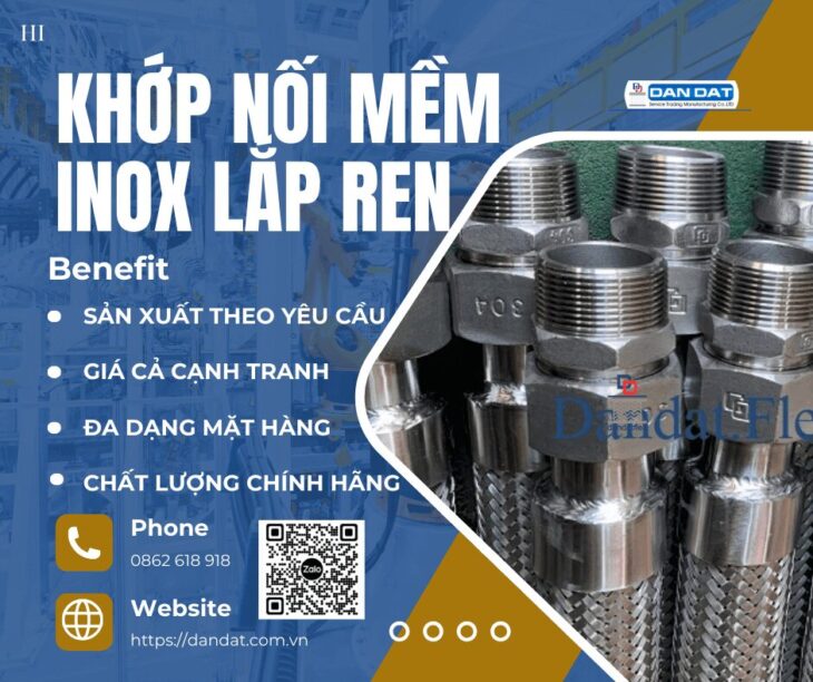 Khớp Nối Mềm Inox Lắp Ren| Khopnoimem, Khớp nối mềm inox lắp rắc co