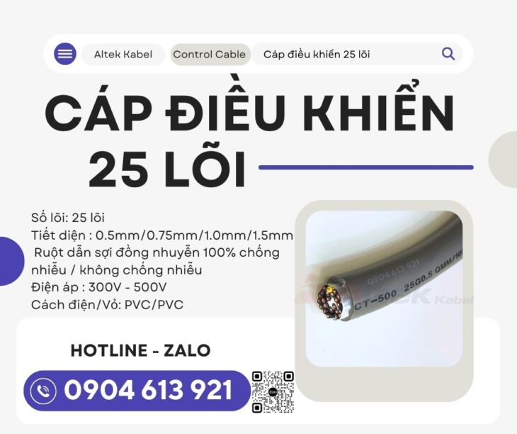 Cáp điện 25 lõi, cáp tín hiệu 25×1.0mm Altek Kabel