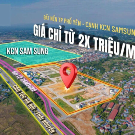 Giá từ 23tr/m2. Bán đất nền trung tâm Phổ Yên. Sẵn sổ đỏ từng lô. Vị trí đẹp gần TTTM, khách sạn