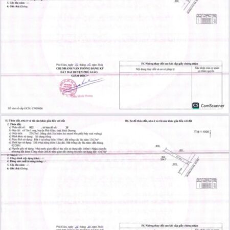 BÁN ĐẤT SỔ SẴN 250M2 TÂN LONG – PHÚ GIÁO – GIÁ 780 TRIỆU