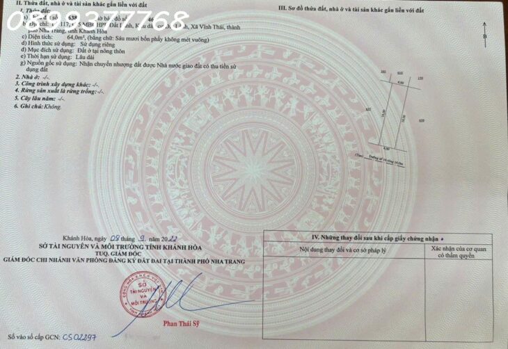 Bán lô đất TDC Đất Lành Vĩnh Thái Nha Trang đường nhựa 16m