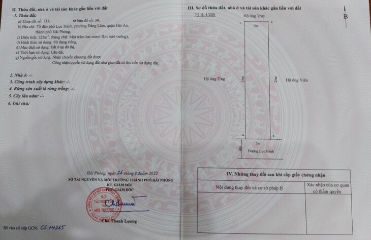 Bán đất mặt đường Lực Hành – Đằng Lâm, 125m ngang 5m, Giá 52 tr/m vị trí đẹp