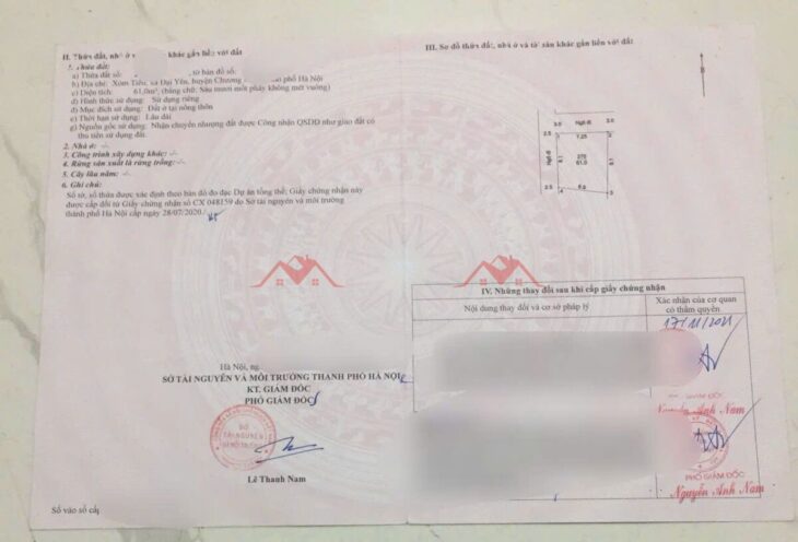 GIÁ 1,9 TỶ ĐẤT ĐẠI YÊN-CHƯƠNG MỸ D/T:61M