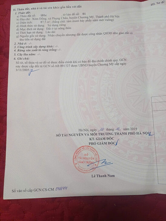 SIÊU PHẨM GIÁ 4,3 TỶ ĐẤT TẠI PHỤNG CHÂU-CHƯƠNG MỸ D/T:87,5M