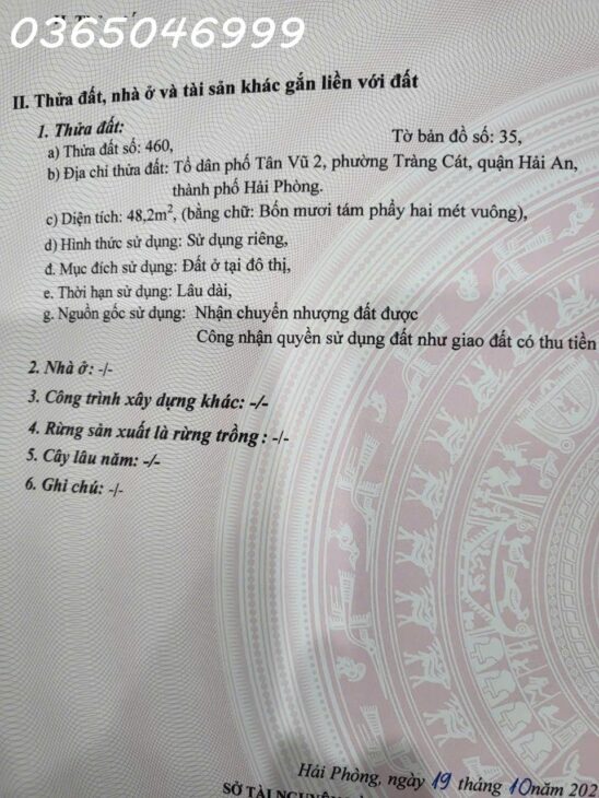 Cần chuyển nhượng 2 lô đất ở Tân Vũ 2, Tràng Cát, Hải An