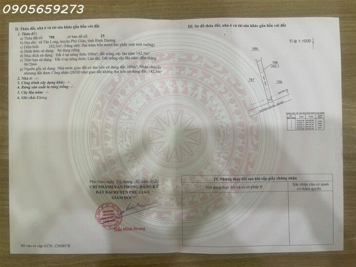 Bán gấp đất Cao tốc Hồ Chí Minh – Tân Long – Phú Giáo – Bình Dương – Chơn Thành 850 triệu