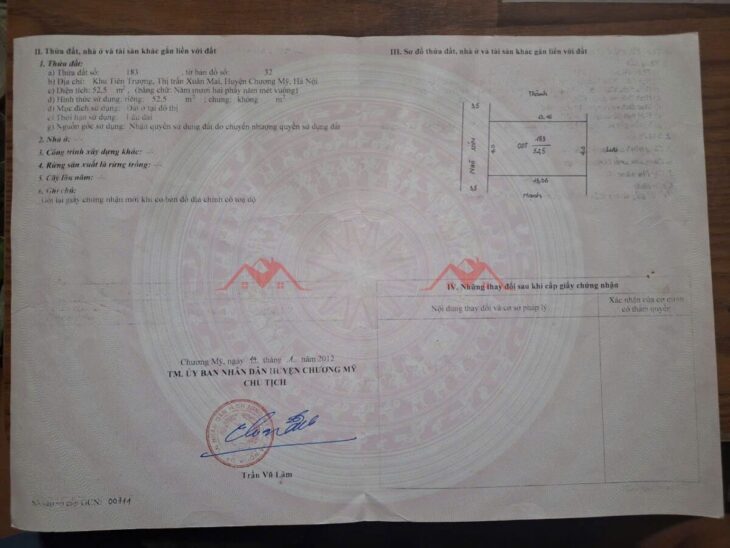 SIÊU PHẨM GIÁ 1,6 TỶ ĐẤT TẠI TT XUÂN MAI-CHƯƠNG MỸ D/T:52,5M