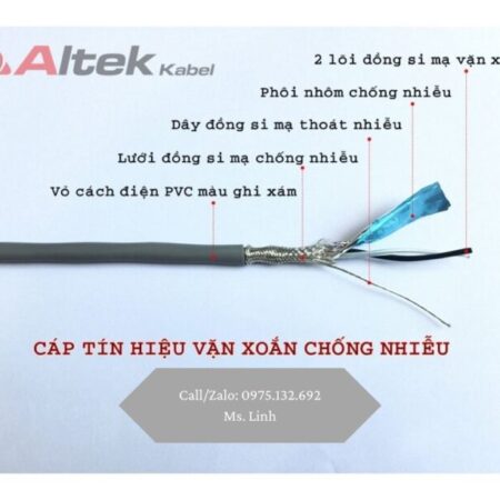Cáp tín hiệu vặn xoắn 1 Pair 2 lớp chống nhiễu Altek Kabel