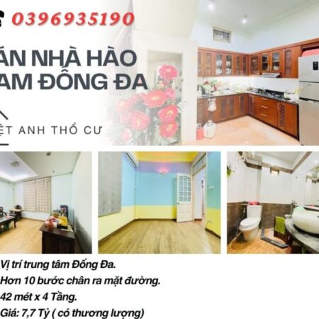 Bán nhà Hào Nam Đống Đa_Gần Mặt Đường_Bạt Ngàn Tiện Ích_42mx4T_ Giá: 7.7 tỷ_Lh: 0396935190.