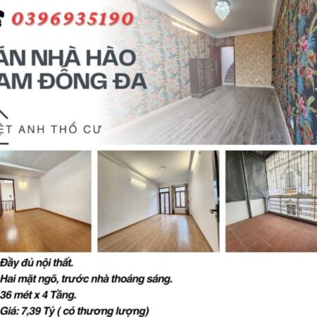 Bán nhà Hào Nam Đống Đa, Hai Mặt Ngõ, Nội Thất Xịn, 36mx4T, Giá: 7,39 Tỷ, Lh: 0396935190.