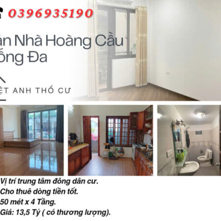 Bán nhà phố Hoàng Cầu, Siêu Phẩm Dòng Tiền, Gần Mặt Phố, 50mx4T, Giá: 13,5 Tỷ, Lh: 0396935190.