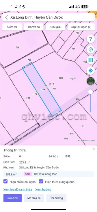 Bán đất thổ cư 248m2, ĐT830, Long Định, Cần Đước, Long An – 1.5 tỷ