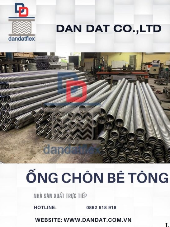 Ống bê tông, Ống thép chôn bê tông DN80, Ống mềm chịu nhiệt đàn hồi, Ruột gà sắt lõi thép dày 0.6mm