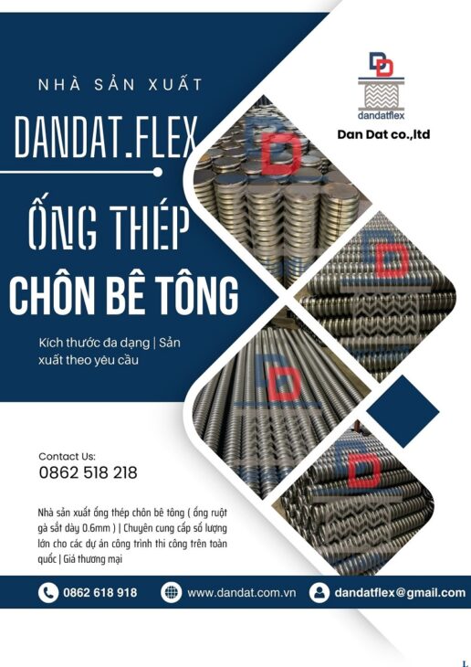 Ống bê tông, Ống thép chôn bê tông DN80, Ống mềm chịu nhiệt đàn hồi, Ruột gà sắt lõi thép dày 0.6mm