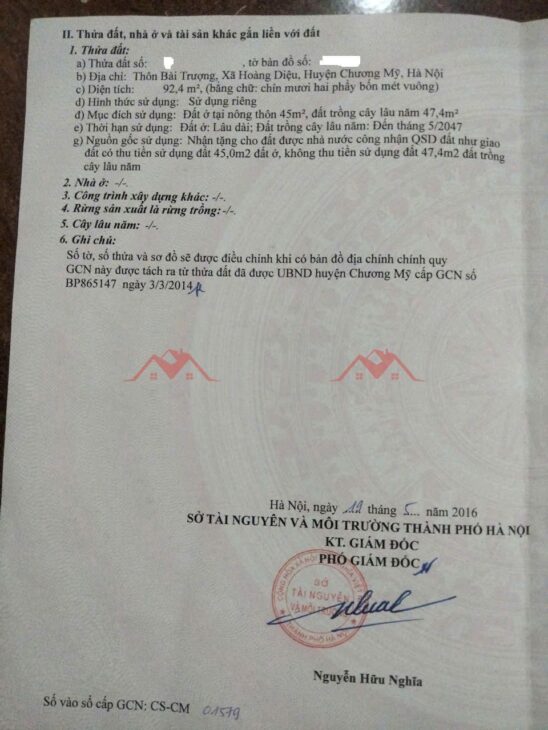 SIÊU PHẨM GIÁ 1,5 TỶ ĐẤT TẠI HOÀNG DIỆU-CHƯƠNG MỸ D/T:92,4M