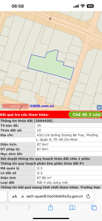 DƯƠNG BÁ TRẠC P1 Q8-DIỆN TÍCH 88M2-KO QH-KO LỘ GIỚI-LH 0399833339 – NHỈNH 5 TỶ
