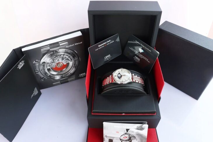 ĐH Nữ : Oris Artelier Automatic, Lịch MoonPhase, đính Full Kim Cương Size 36mm Fullbox