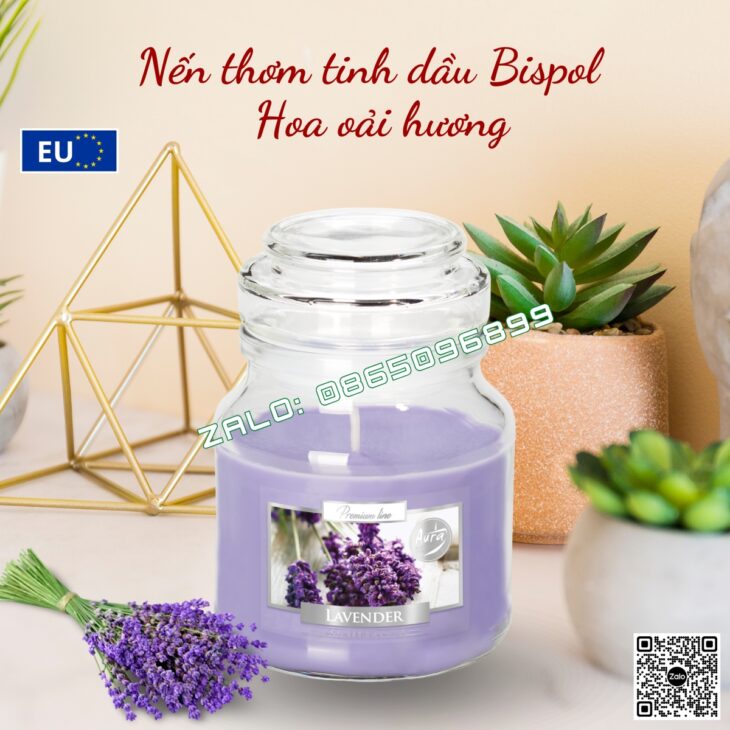 Hũ nến thơm cao cấp nhập khẩu Châu Âu BISPOL 120g, thơm phòng, thư giãn, hỗ trợ khử mùi
