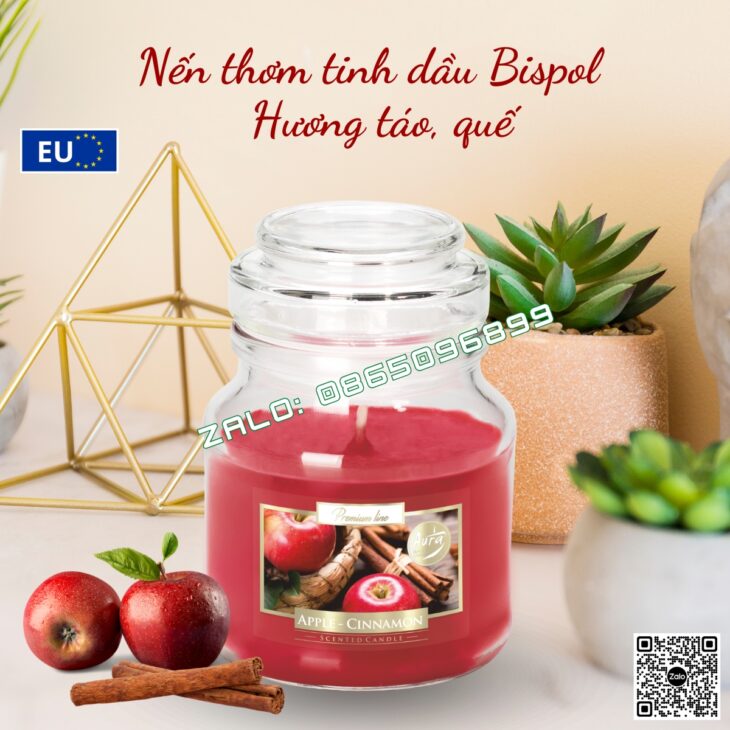 Hũ nến thơm cao cấp nhập khẩu Châu Âu BISPOL 120g, thơm phòng, thư giãn, hỗ trợ khử mùi