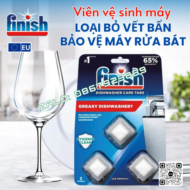 Dung dịch vệ sinh máy rửa bát Finish, loại bỏ mọi vết bẩn, hàng nhập khẩu chính hãng Châu Âu
