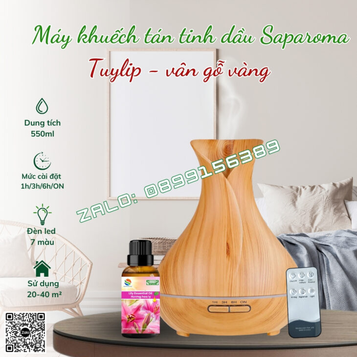 MÁY KHUẾCH TÁN TINH DẦU SAPAROMA, PHUN SƯƠNG BÙ ẨM, LED 7 MÀU, THƠM PHÒNG, XUA ĐUỔI MUỖI, CÔN TRÙNG