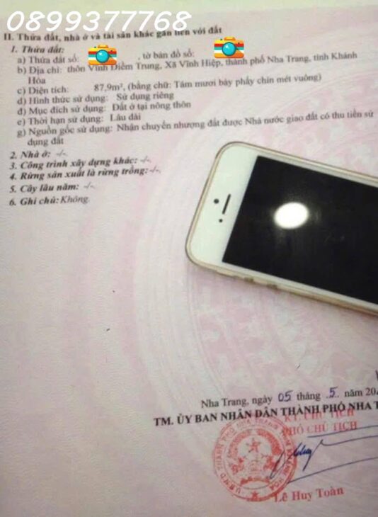 Bán lô đất hẻm đường Gò Cây Sung Vĩnh Hiệp Nha Trang