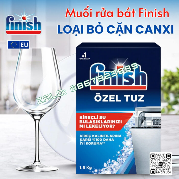 Muối làm mềm nước cho máy rửa bát Finish hàng chính hãng nhập khẩu Châu Âu