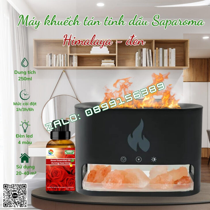 MÁY KHUẾCH TÁN TINH DẦU CAO CẤP SAPAROMA, HIỆU ỨNG LỬA, LED 7 MÀU, XUA ĐUỔI MUỖI, CÔN TRÙNG