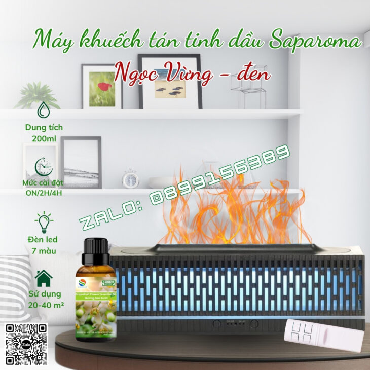 MÁY KHUẾCH TÁN TINH DẦU CAO CẤP SAPAROMA, HIỆU ỨNG LỬA, LED 7 MÀU, XUA ĐUỔI MUỖI, CÔN TRÙNG