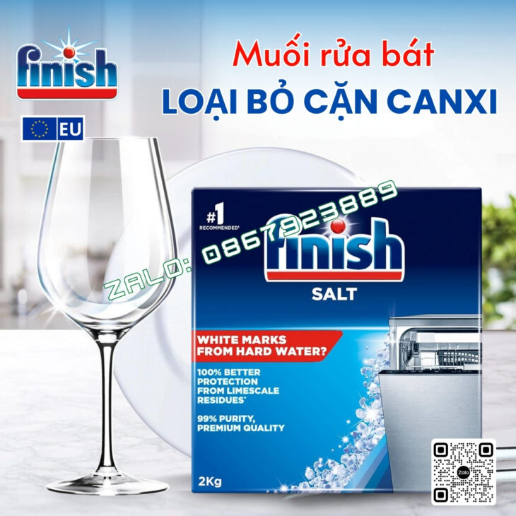 Muối làm mềm nước cho máy rửa bát Finish hàng chính hãng nhập khẩu Châu Âu