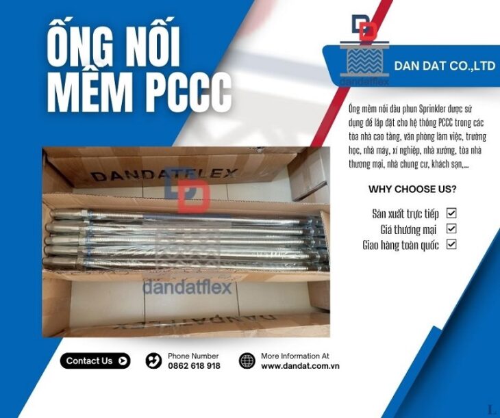 Ống nối mềm cho đầu phun, Ống mềm inox cấp nước đầu phun chữa cháy, Khớp nối mềm Sprinkler dài 700mm