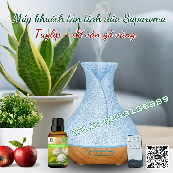 (TẶNG TINH DẦU) Máy khuếch tán tinh dầu phun sương Saparoma Led 7 màu, thơm phòng, hỗ trợ khử mùi
