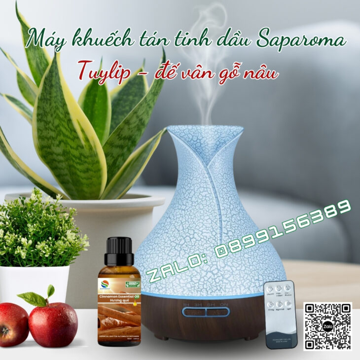 (TẶNG TINH DẦU) Máy khuếch tán tinh dầu phun sương Saparoma Led 7 màu, thơm phòng, hỗ trợ khử mùi